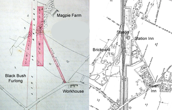 Plans of the Station Road area in 1849 and 1880